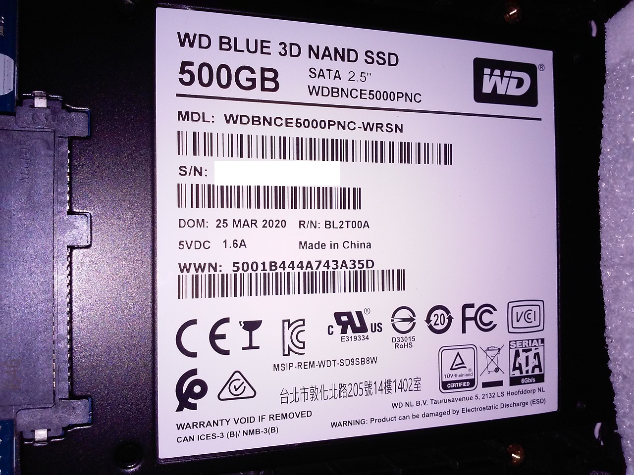 Western Digital – WD Blue SSD – Disque SSD interne 2.5″ SATA 500Go