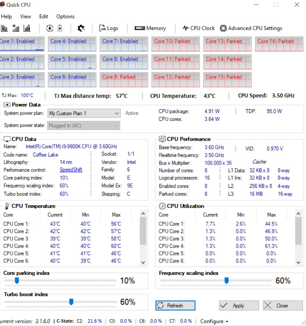 Quick CPU Advanced CPU settings