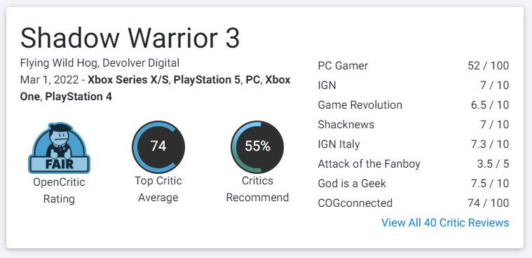 Shadow Warrior 3 Review Thread