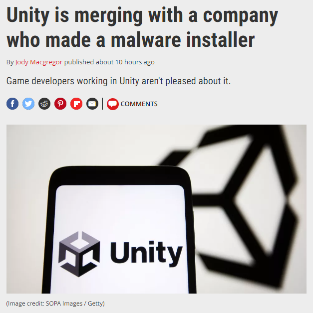 Unity is merging with a company (IronSource) who made a malware installer |  [H]ard|Forum