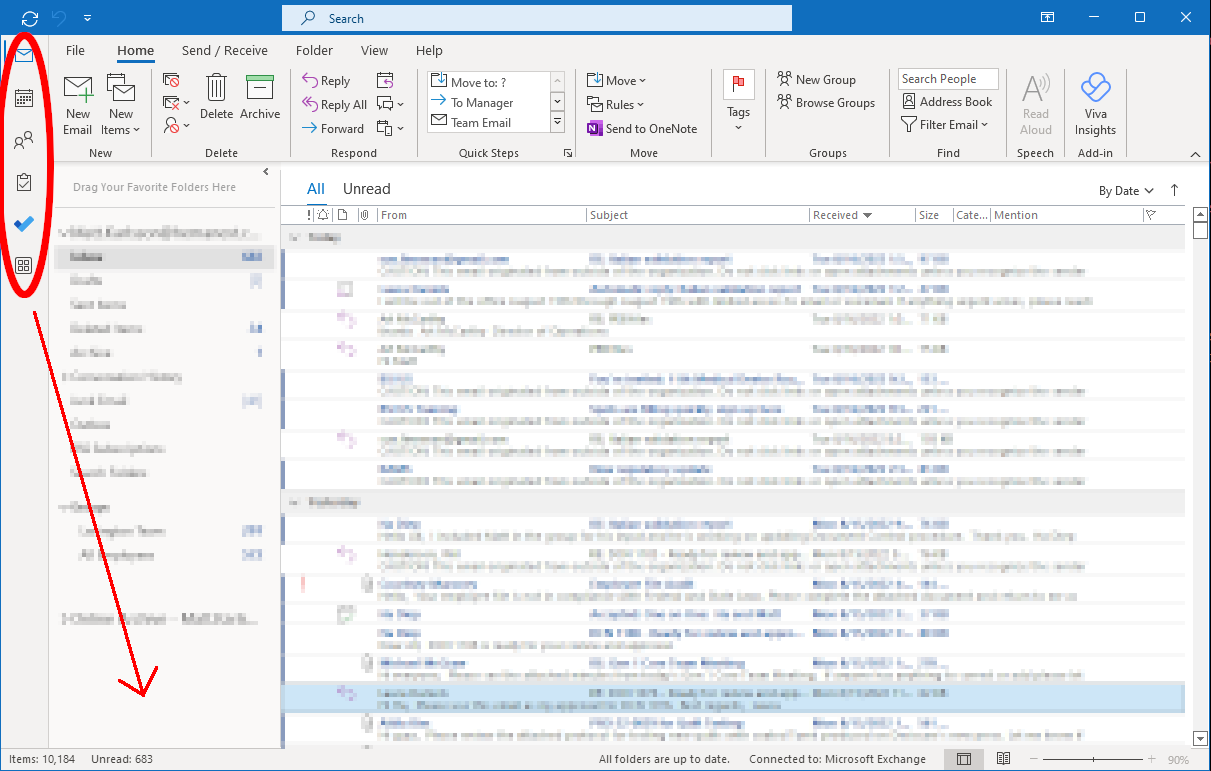 How To Move The Mail Calendar Bar In Outlook prntbl