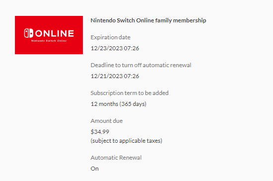 Nintendo switch best sale online family plan