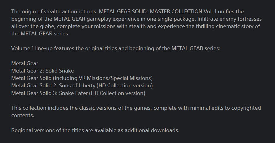 Metal Gear Solid Master Collection Looks Like Konami Doing It