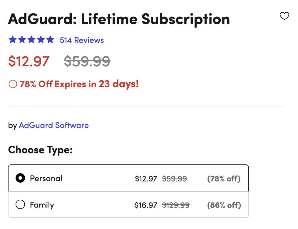 adguard lifetime license discount